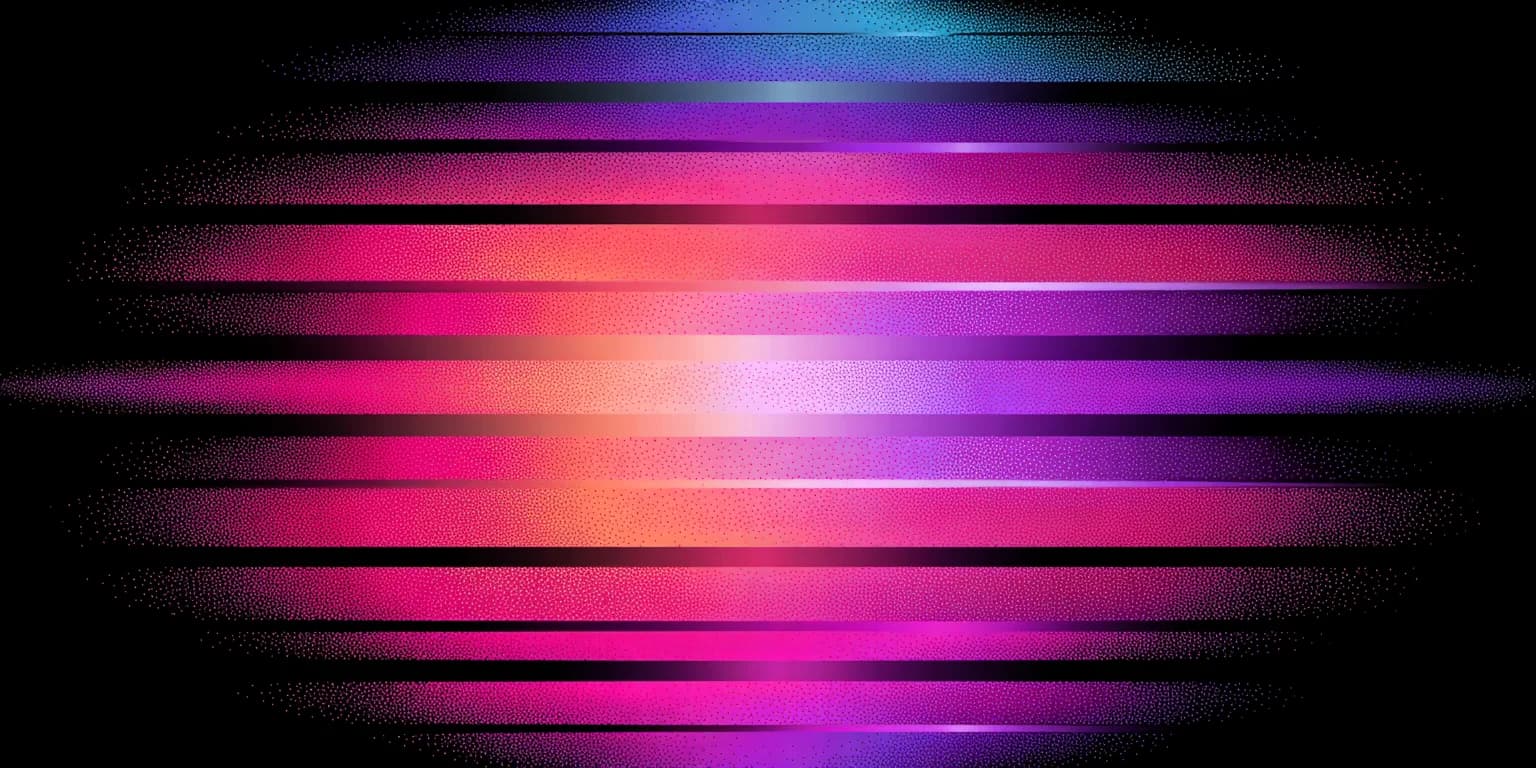 Banded spectral readout of magenta, violet and blue horizontal lines against black, resembling the output of a measuring instrument