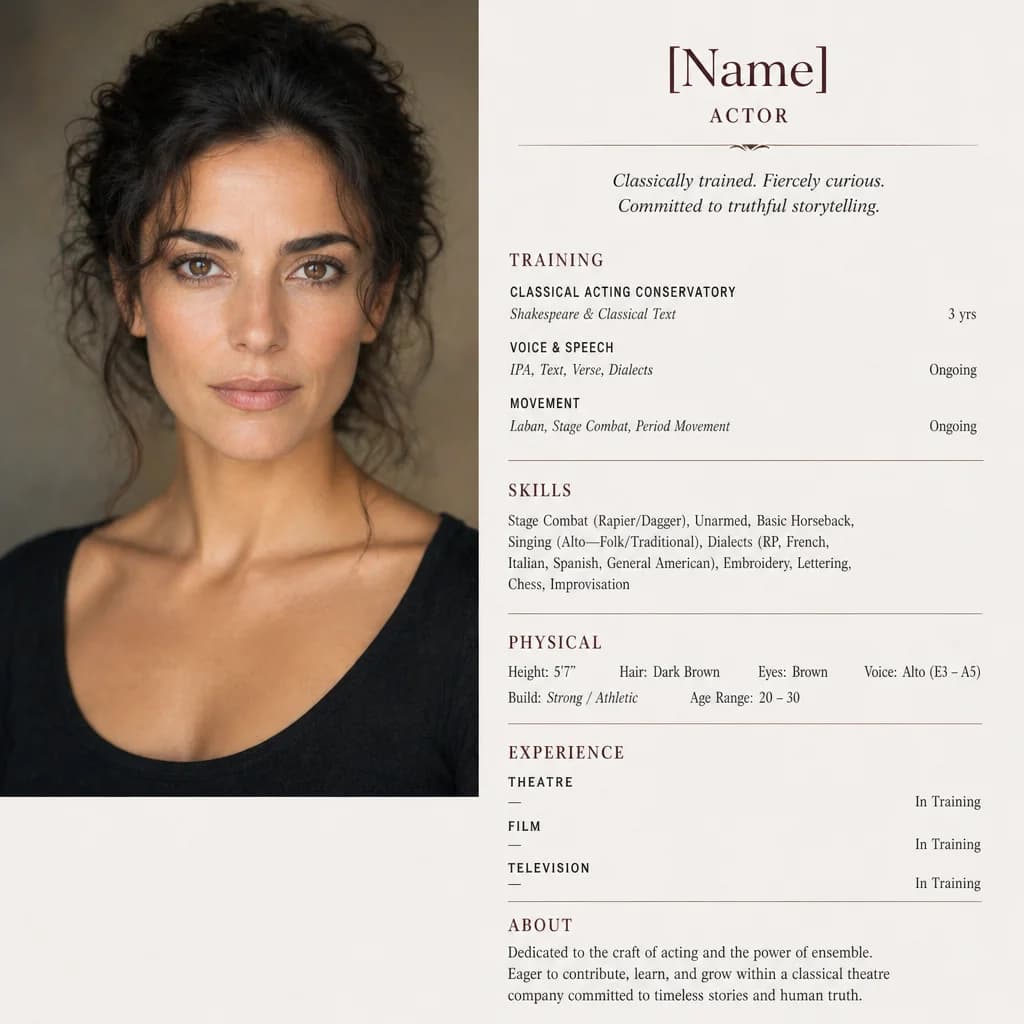 Elena Marquez — synthetic pillar actor, Hispanic-Mediterranean woman in her thirties, head-and-shoulders portrait